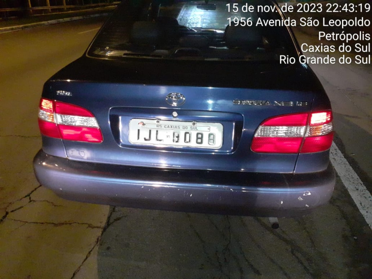 TOYOTA COROLLA XEI, PLACA IJL8088, ANO/MODELO 2000/2000 E COR AZUL