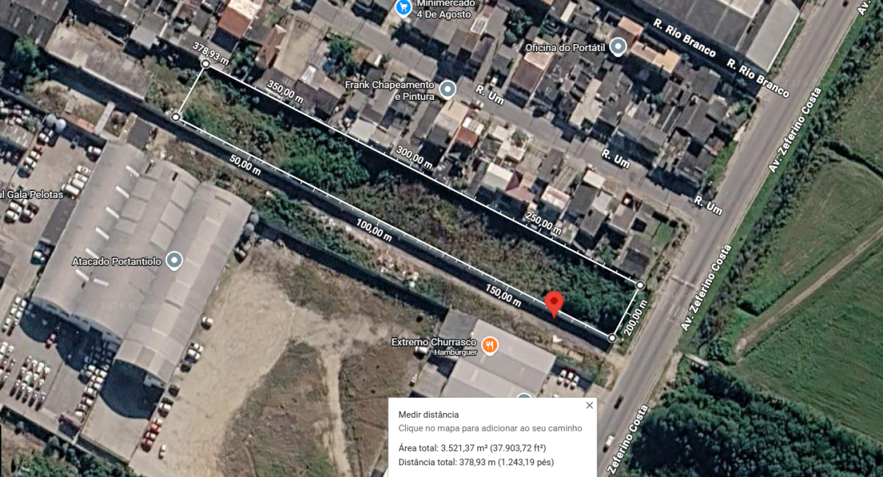 TERRENO URBANO COM 3.355,50M² NO BAIRRO TRÊS VENDAS EM PELOTAS/RS